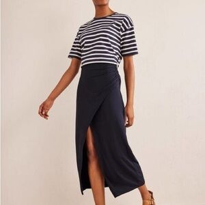 Navy Blue Side Split Skirt